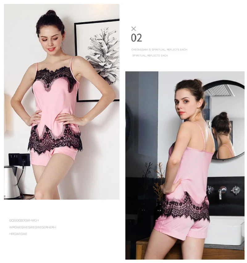 pink striped silk like sleepwear sets (7)