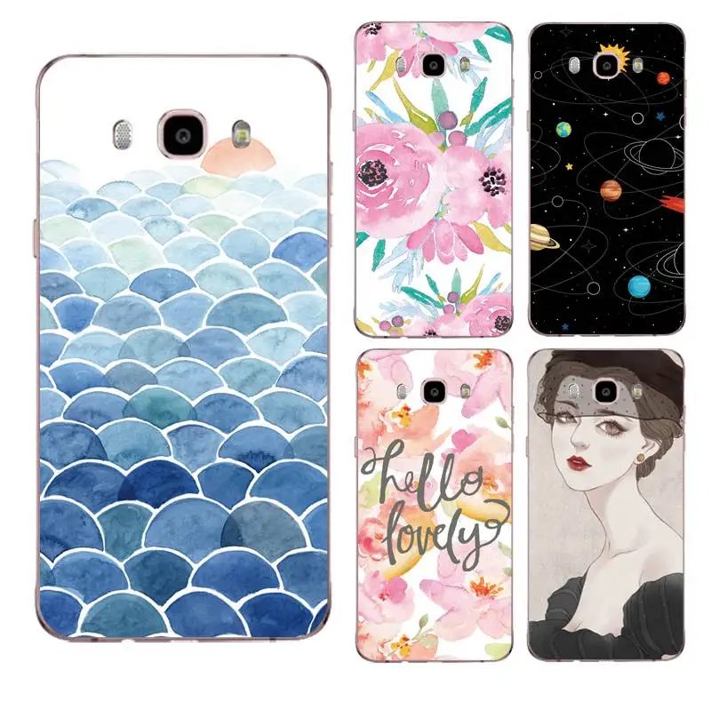 

Starry Soft Clear TPU Phone Case For Samsung J3 J5 J7 S6 S7 S8 note8 A3 A5 C7 J2prime Flower Flora Printed Cover Free Shipping