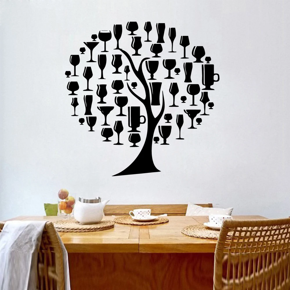 

Fashion Cup tree Wall Sticker Pvc Removable Pvc Wall Decals Room Decoration