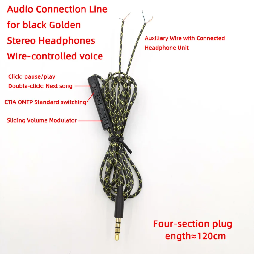 5 шт. 3,5 мм разъем DIY аудиокабель наушников Замена кабеля для наушников один кристалл медный провод наушники ремонт провода кабель - Цвет: 1.2m 4pole black5pcs