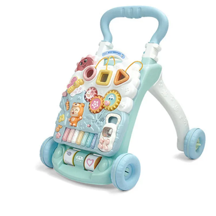 

Can Rise And Fall Baby Step Hand push Walker Baby Folding Adjustable Height Walking Assistant Musical Instrument For 6-18M BB