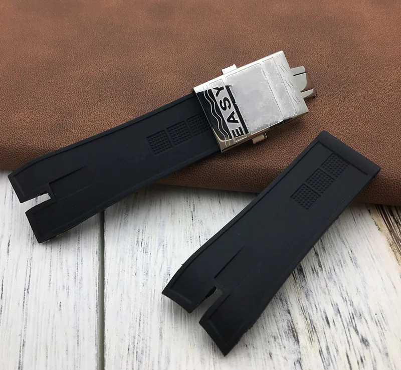 

Accessories 26.5mm Black nature rubber silicone watchband watch band For Roger Dubuis strap for EasyDiver belt free tools