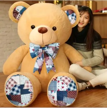 

WYZHY Cloth Fang plush toy bear retro print Teddy hug bear doll big pillow to send girlfriend children gift