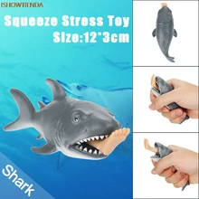 

12cm ABS Funny Toy Shark Stress Ball Alternative Humorous Light Stress Relief Reliever Squishy Squeeze Toy Hot Drop Shipping