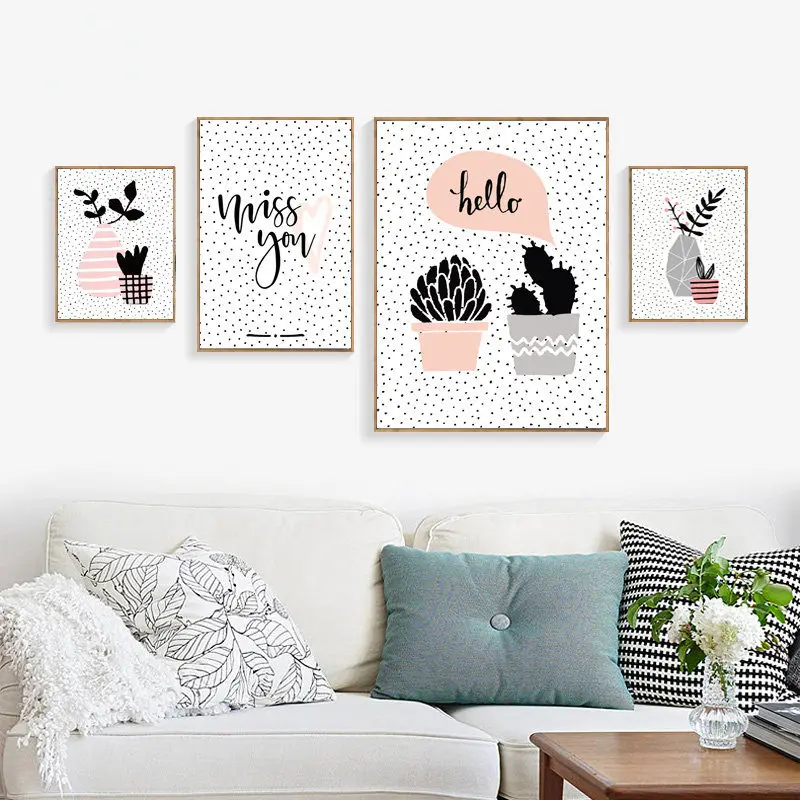 

Nordic Minimalist Cactus Art Canvas Prints Posters Abstract Plant Wall Picture Paintings For Kids Bedroom Home Decor PD2277