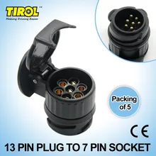 Tirol от 13 до 7 Соединительный разъём для трейлера адаптер Черный пластик прицеп проводка разъем 12 В буксировочная вилка N Тип T22775c