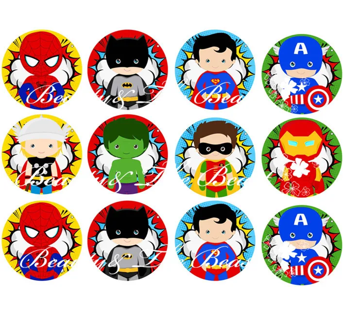 The Avengers Stickers, Superhero Cupcake Toppers,Birthday Party