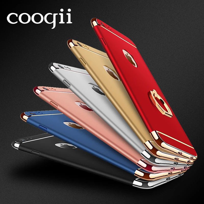 COOQII Cool Plated with Ring Hybrid Case For iPhone 7 Plus 5s SE Apple 6 6S Combo Hard Shock Proof Back Cover |
