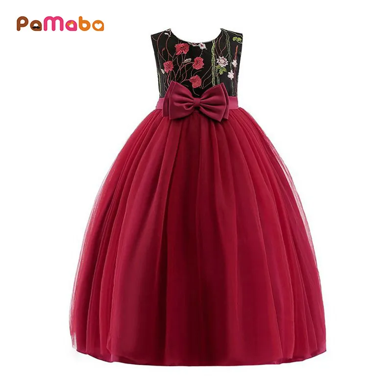 

PaMaBa Special Occasion Girls Evening Party Dresses Embroidery Bow Date Night Dress-up Teenagers Celebrity Prom Homecoming Robes