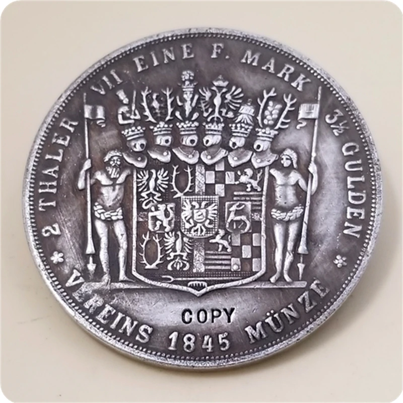 1845 немецкие Штаты(Schwarzburg-Rudolstadt) 2 Thaler 3 1/2 Gulden-Friedrich GuntherCOPY COIN