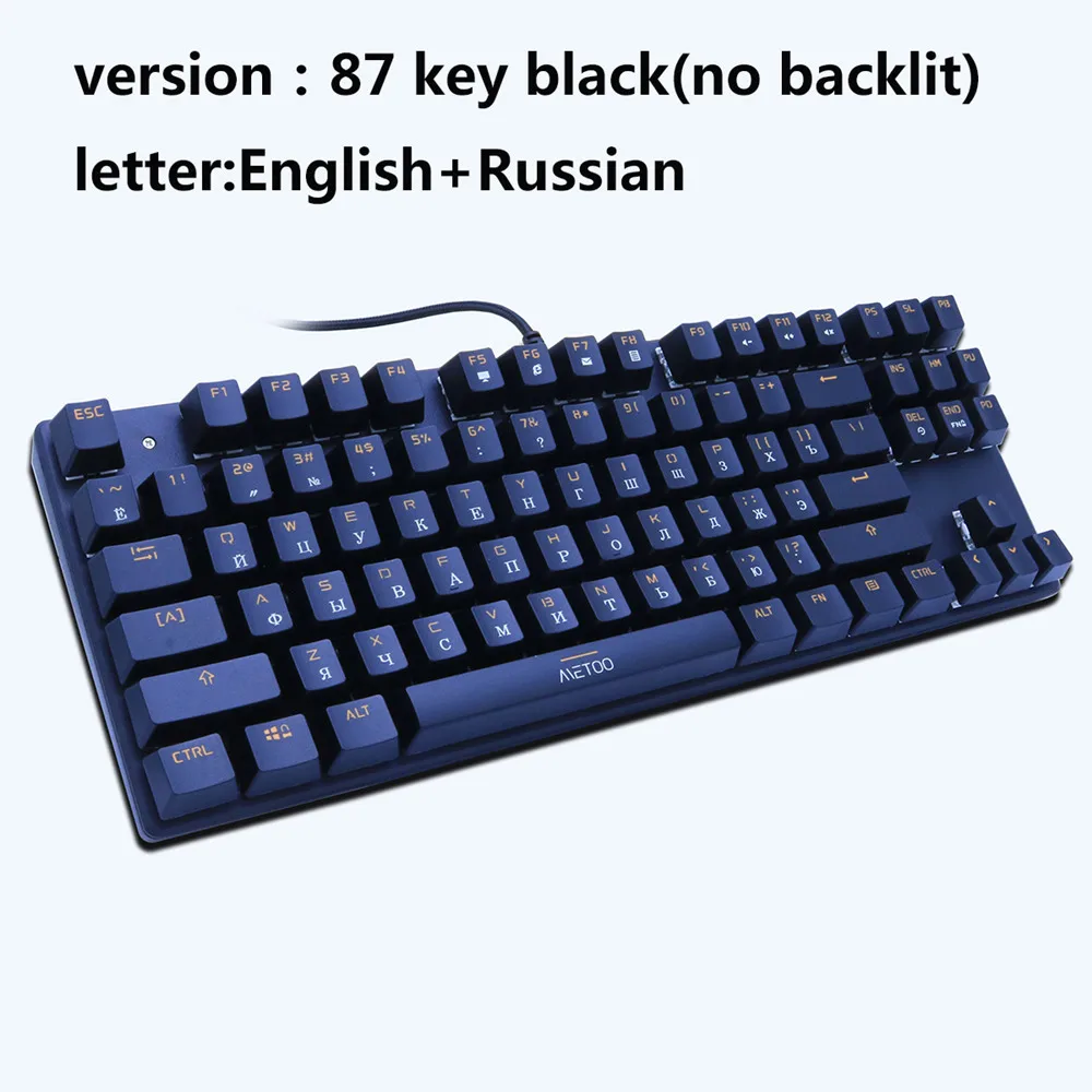 pc keyboard Metoo  Edition Mechanical Keyboard 87 keys Blue Switch Gaming Keyboards for Tablet Desktop  Russian sticker mini keyboard pc Keyboards