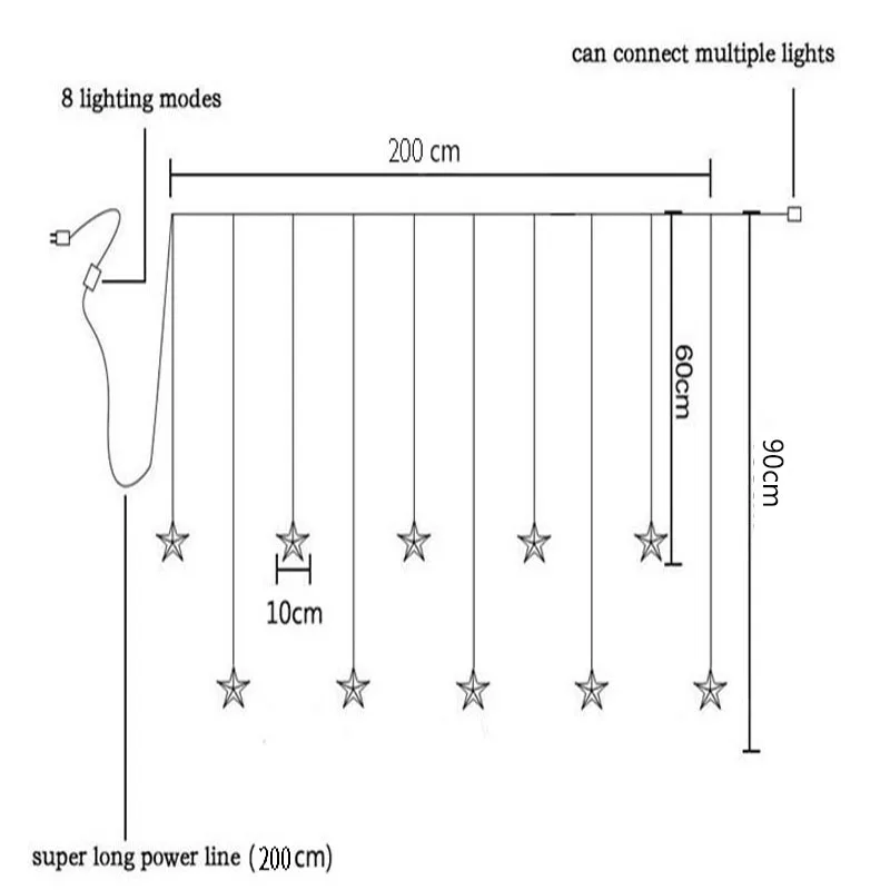 2M Led Christmas Stars Lights Indoor 220v LED Fairy Lights Holiday Lights For Party/New Year Decoration Christmas Lights