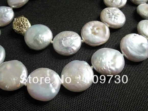 

Jewelry 002021 necklace white freshwater pearl 13mm coin beads