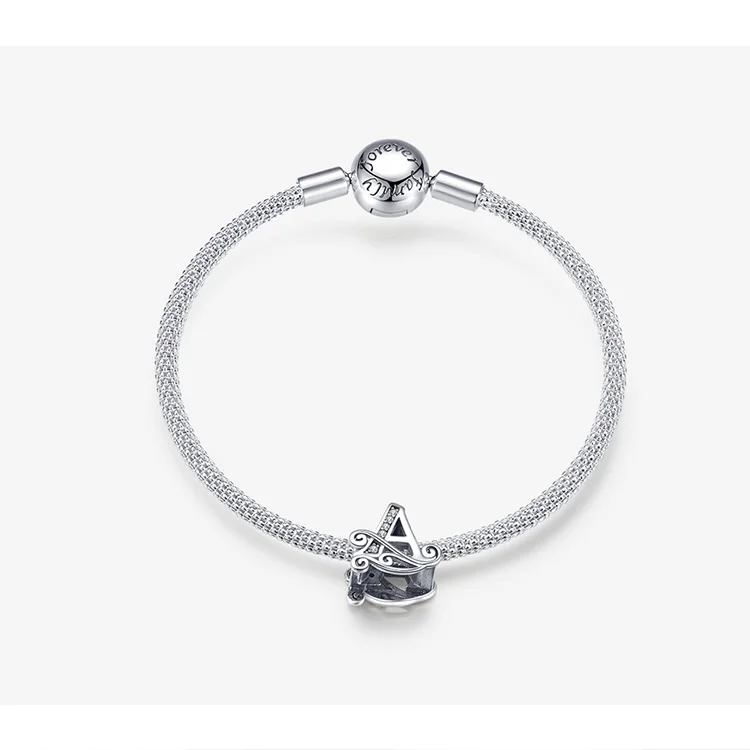 WOSTU, классический браслет из натуральной 925 пробы, серебряный браслет с буквами, горячая мода, бусины с буквами, подвески,, Beacelet& Bracelet CQB829