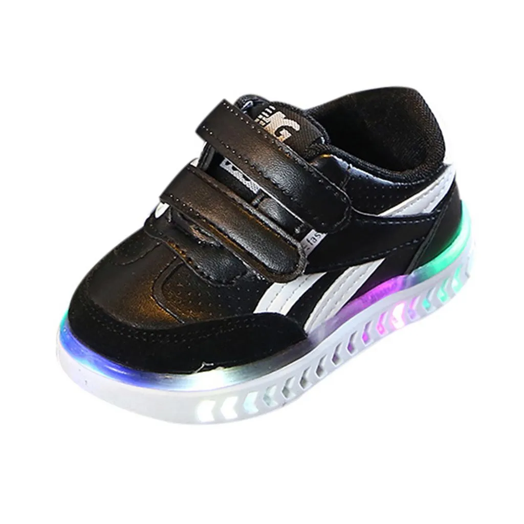 SAGACE дети младенец Начинающий ходить малыш девочки обувь спортивная обувь Лето Письмо светильник светодиодный светящаяся обувь Спорт 19Apl12 - Цвет: Черный