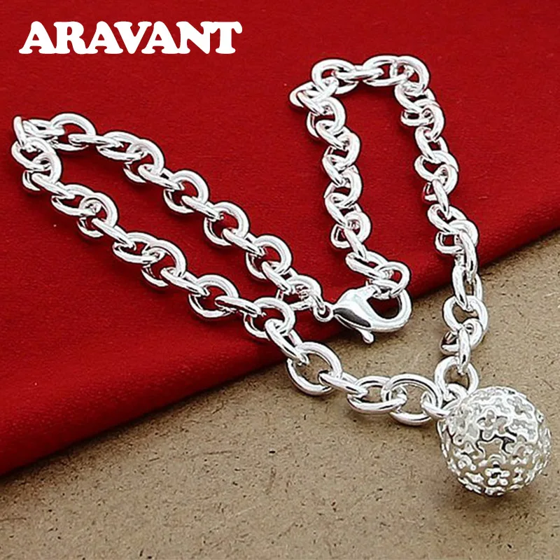 

Female Necklaces 925 Silver Round Balls Chain Necklaces For Women Silver Jewelry