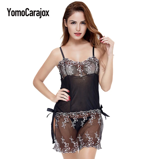 Special Offers Scolour embroidery Sexy Lingerie lady print perspective lure pajamas women sexy underwear M-6XL Plus Size Sexy Sleep Skirt