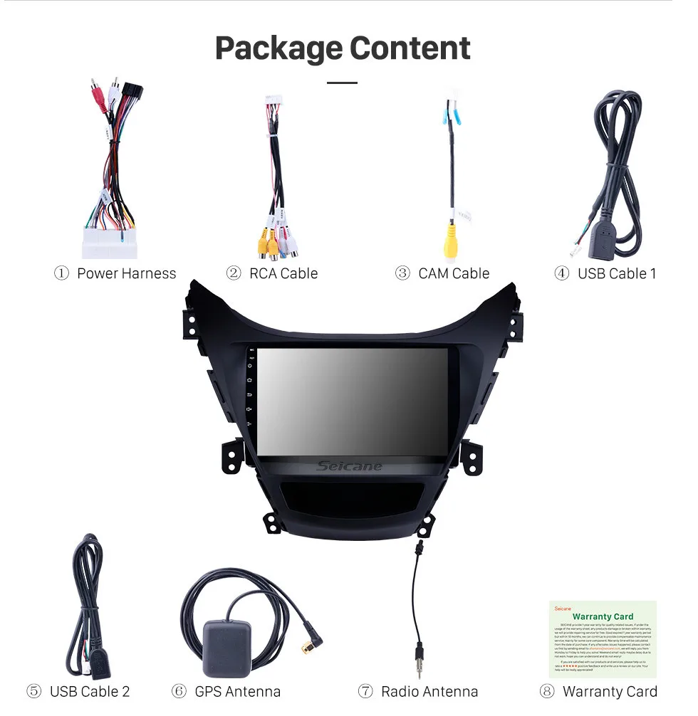 Discount Seicane 2Din 9 Inch Android 8.1 Car Radio Head Unit For 2011 2012 2013 Hyundai Elantra GPS Multimedia Player Support Wifi RDS 16