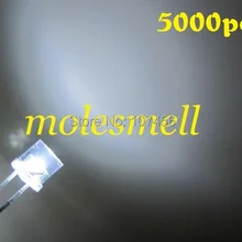 5000 шт 5 мм плоский белый светодиодный 5 мм прозрачный белый светодиодный 5 мм Большой/широкоугольный Белый светодиодный 5 мм плоская головка Белый светодиодный s