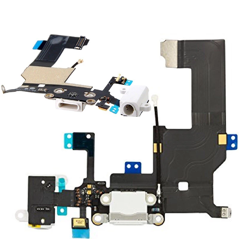 

CHAMDEO for iPhone 5 Charging Port Dock USB Connector and Headphone Jack MIC Flex Cable Replacement iPhone5 5S SE 5C