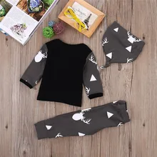 Одежда для малышей мода для новорожденных Одежда для маленьких мальчиков и девочек топы с оленем; футболка+штаны; Леггинсы 3 предмета в комплекте