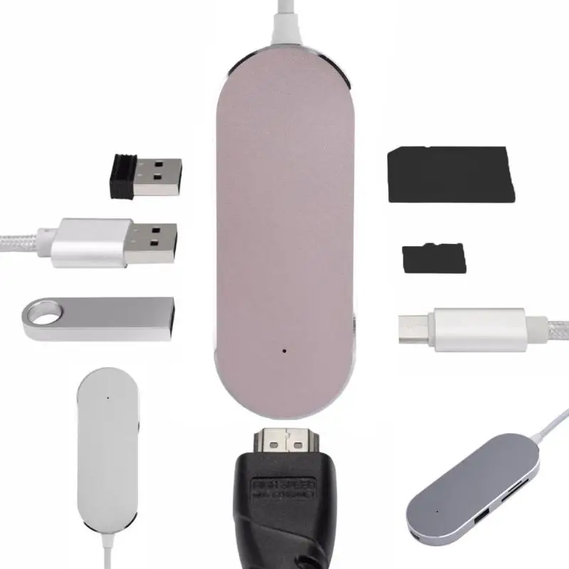 Type-C USB 3,1 к HDMI 2 USB3.0+ type-C порт удлинитель концентратор TF кард-ридер