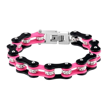 

Fashion Women And Man Double Color Stainless Steel Bracelet Bicycle Chain Punk Rock Motorcycle Chain Bracelet Jewelry Wholesale