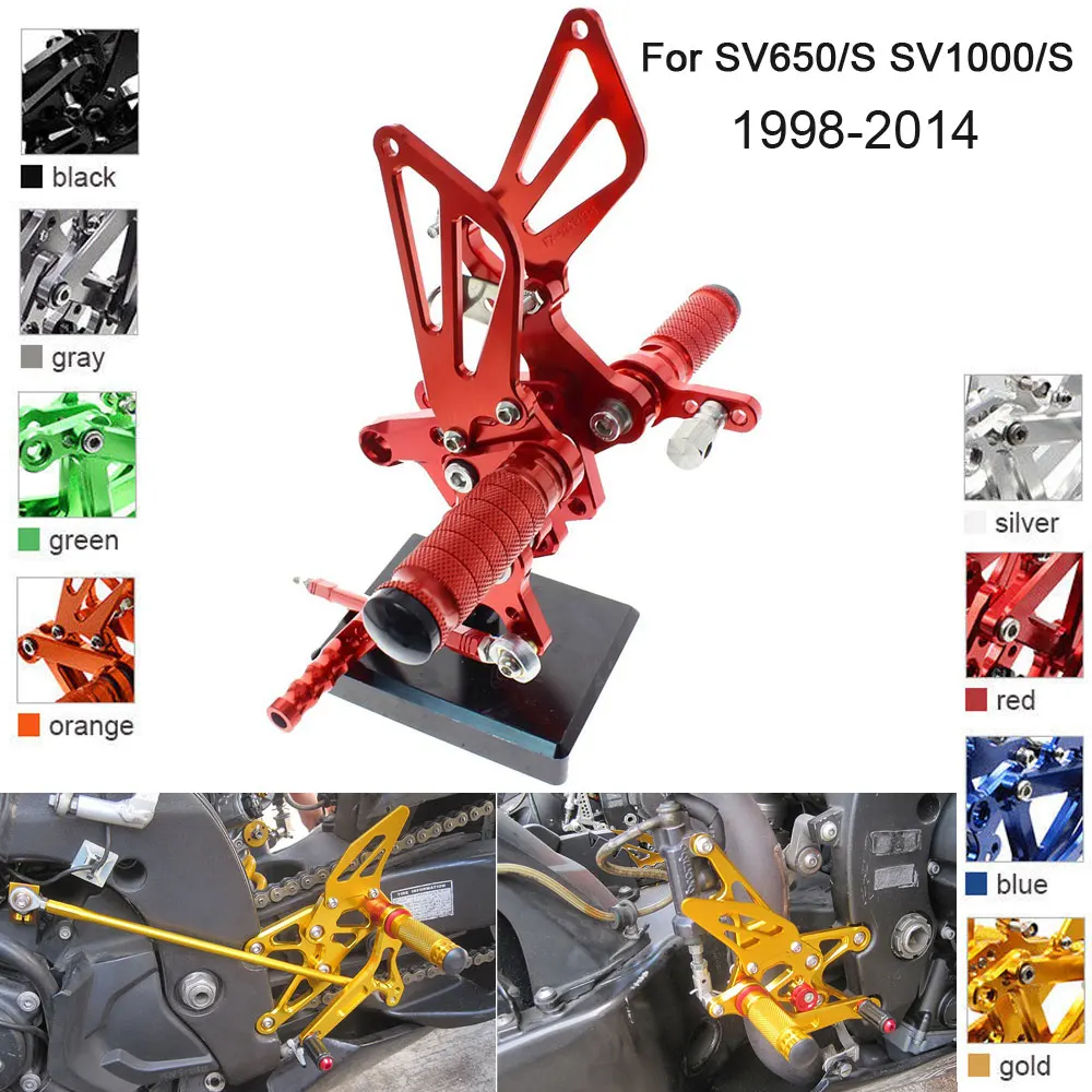 CNC Алюминиевые Регулируемые Задние подножки для Suzuki SV650 SV650S SV1000 SV1000S 2008 2009 2010 2011 2012