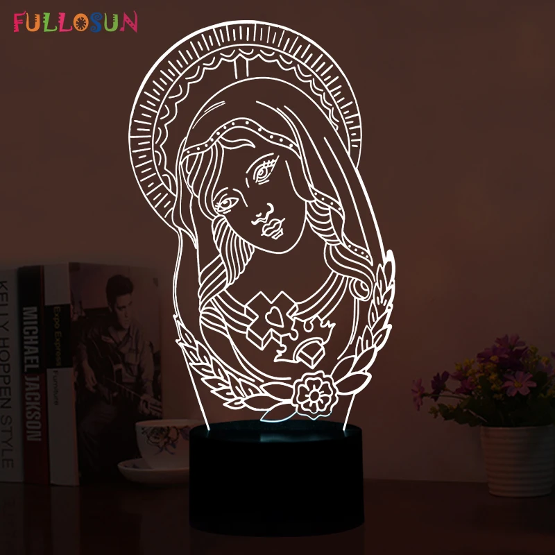 

7 Colors 3D USB Lamp Blessed Virgin Mary 3D Night Lamp as Holiday Decoration LED Lights