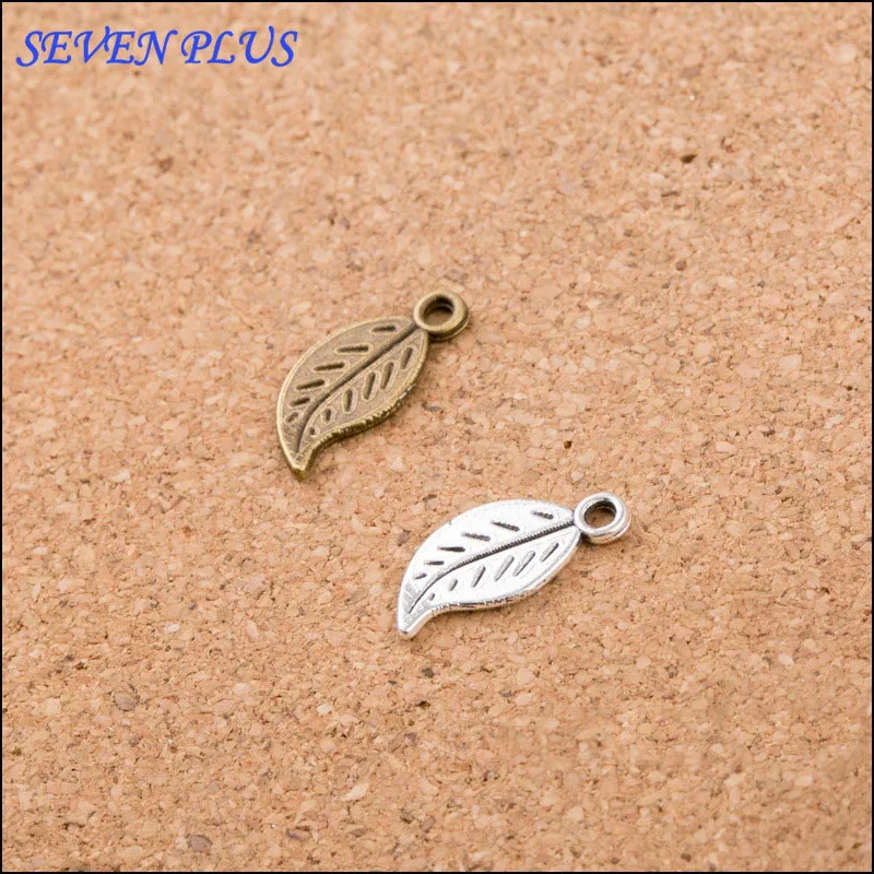 

High Quality 50 Pieces/Lot 15mm*7mm Antique Silver Antique Bronze Diy Jewelry Making Small Leaf Charms