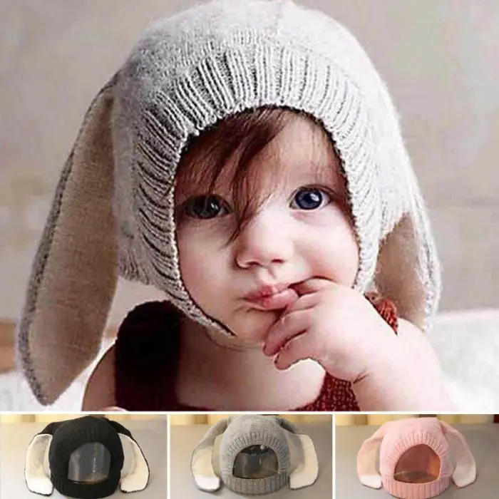Шапка для детей новорожденных, шапка с заячьими ушками, вязаная для осенне-зимней фотосъемки, Лучшая распродажа-WT