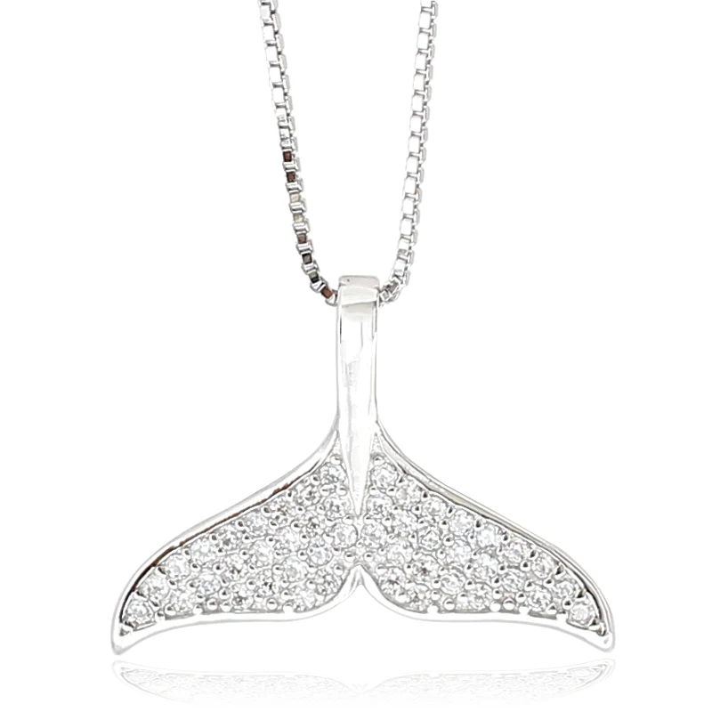 fashion xuping silver fishtail pendant necklace01-1