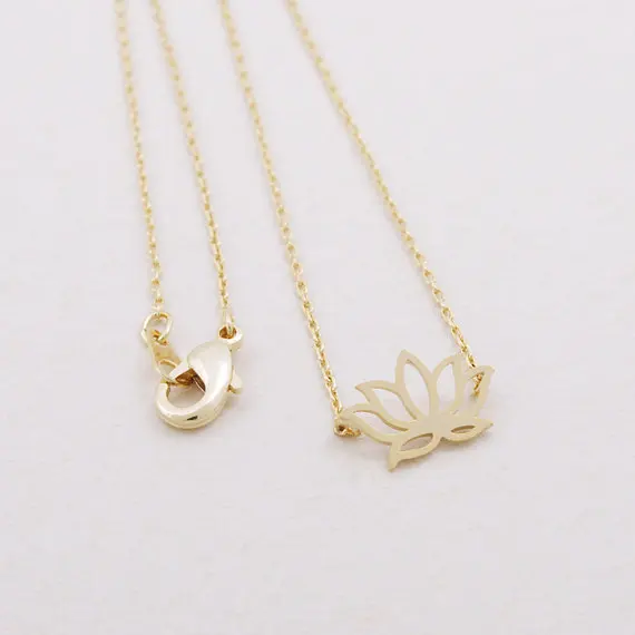 Gold Silver Lotus Necklace 2