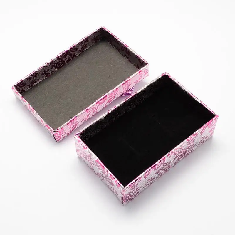 12 шт. прямоугольные картонные коробки для ювелирных изделий ожерелья и подвески с бантом и губкой жемчужно-розовый 93x72x29 мм