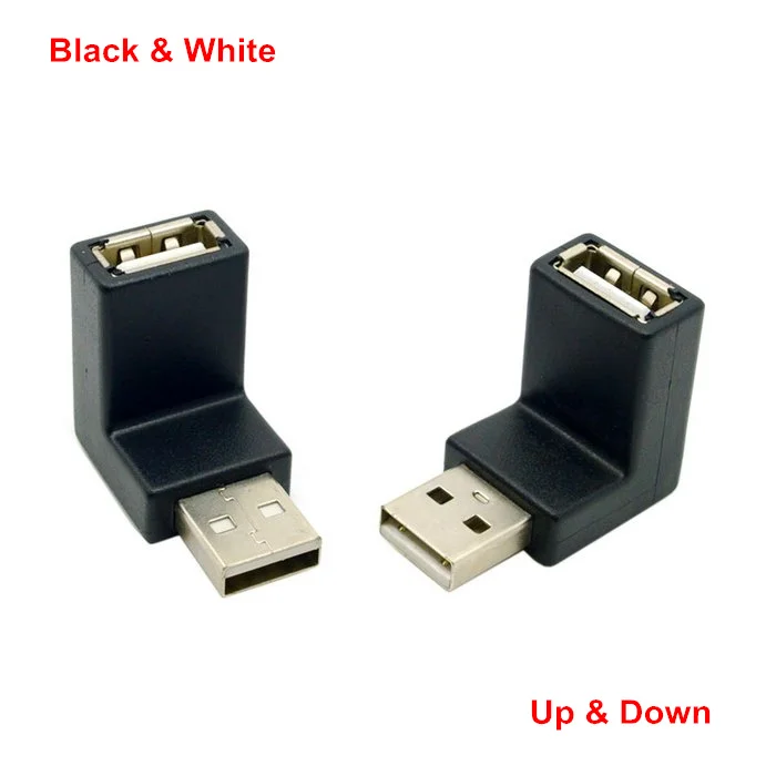 

Up & Down Direction Angled 90 Degree USB 2.0 Male to Female Extension Adapter Low Profile Black & White
