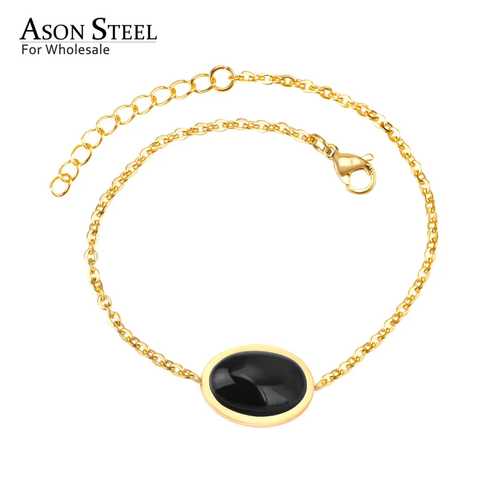 ASON, стальные браслеты для женщин, черный/розовый/синий/красный, в богемном стиле, звеньевая цепочка, браслет для женщин и девушек, нержавеющая сталь, Регулируемый подарок