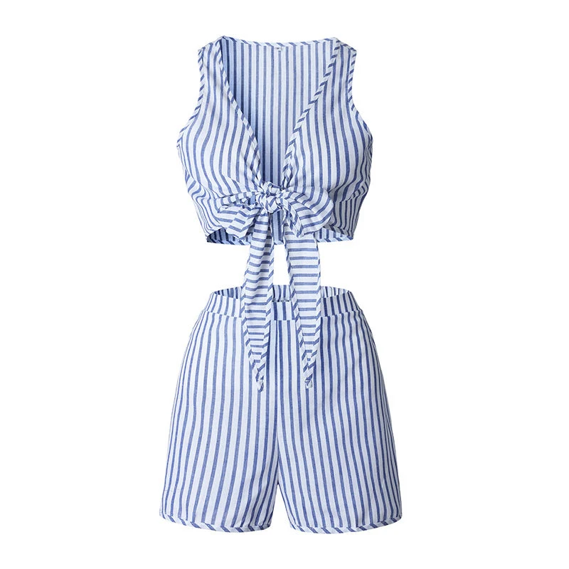 Womens Summer Two Piece Set Woman Short Sleeve Crop Tops + Causal Shorts Sexy Ladies Tunic Holiday Suit Sets Women's Playsuits
