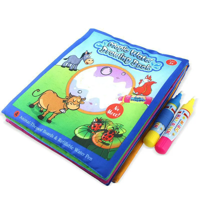 Baby Soft Cloth Magic Water Drawing Book Pen Doodle Mat Animal Coloring Book Early Educational Painting Board