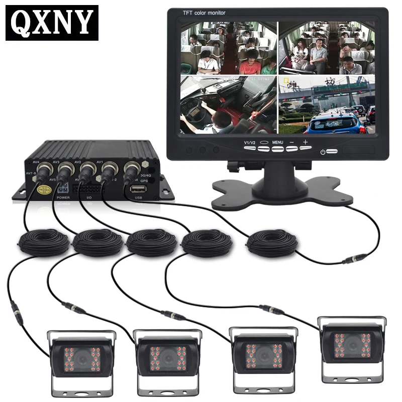 QXNY DC12V-24V " ЖК-дисплей 4CH видео вход Автомобильный видео монитор для фронтальной камеры заднего вида камера Quad split экран 13 Режим дисплей SD MDVR