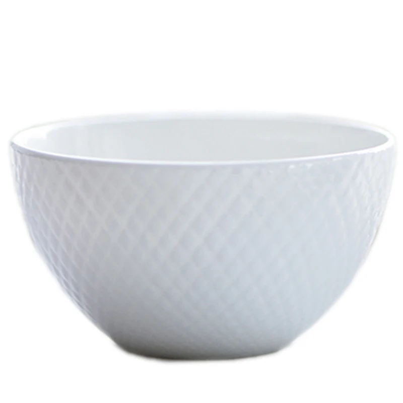

4.5 Inches Pure White Rice Bowl Relief Pattern Bone China Modern Style Lead-free High Quality Small Bowls Household Dinnerware