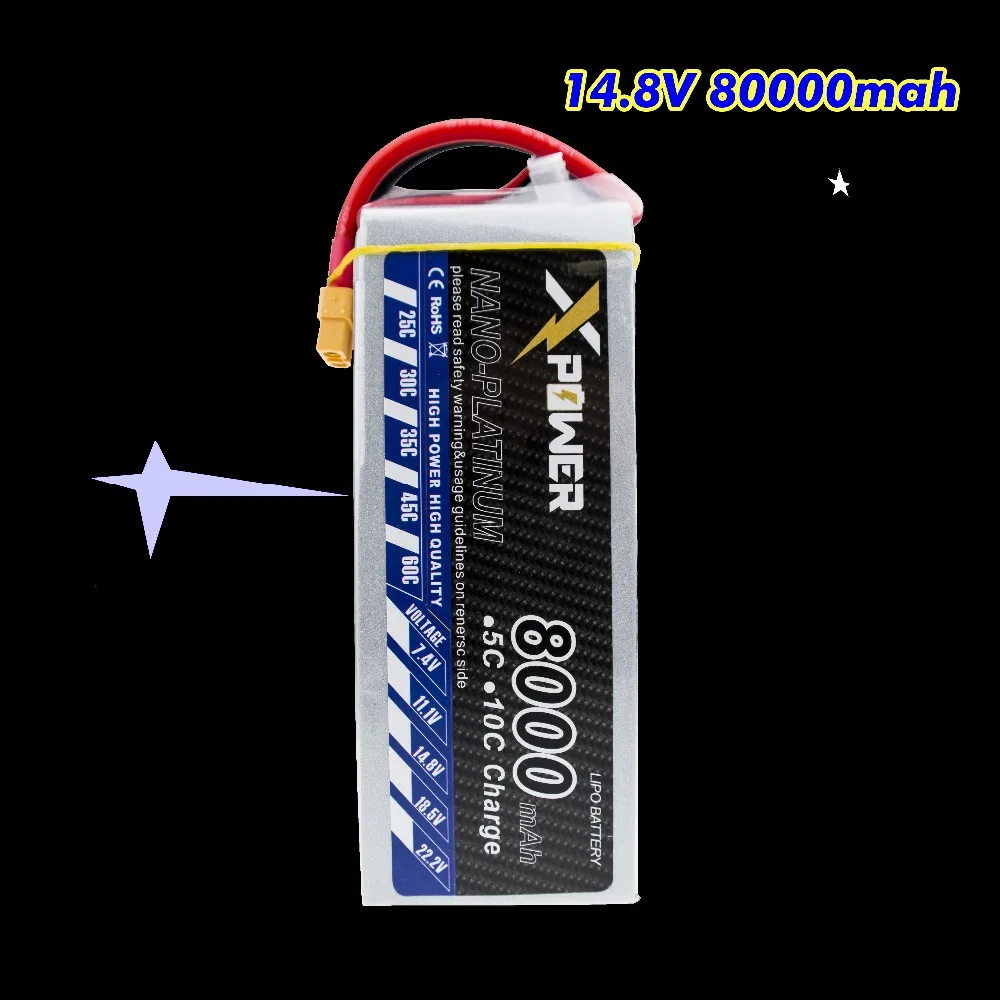 RC 14.8V LiPo 4S 8000mAh 35C Battery XT60 Plug Big Discharge Rate For