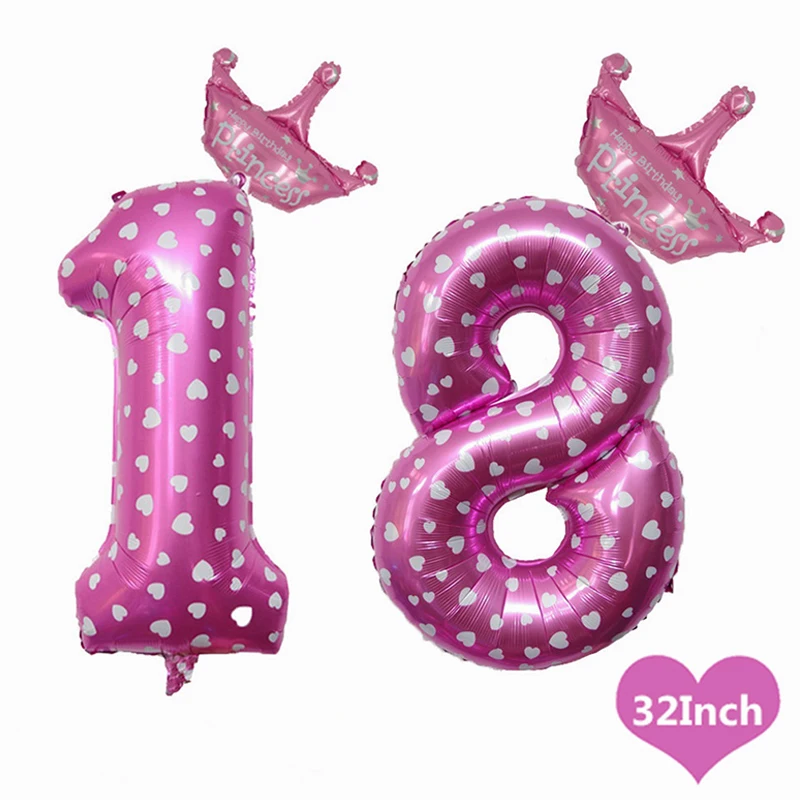 

2pcs/set 32 Inch Blue/Pink Number Balloons Digit Balloon 0~9 Kids One First Year Old Boy Girl Birthday Party Decoration 7A2171