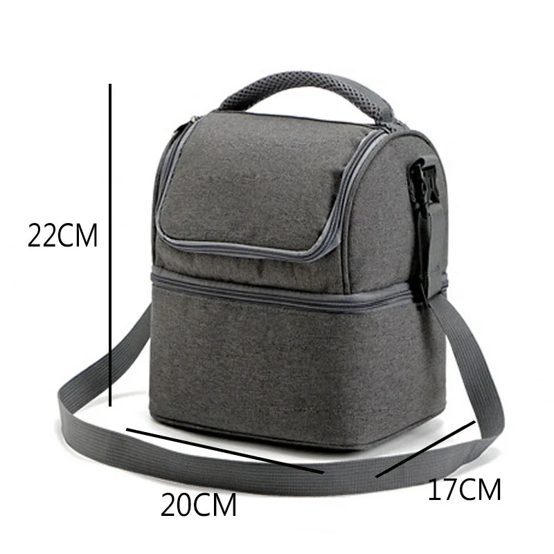 Women Oxford Double Layer Cooler Lunch Bags Insulated Solid Thermal Lunchbox Food Picnic Bag Cooler Tote Handbags for Men
