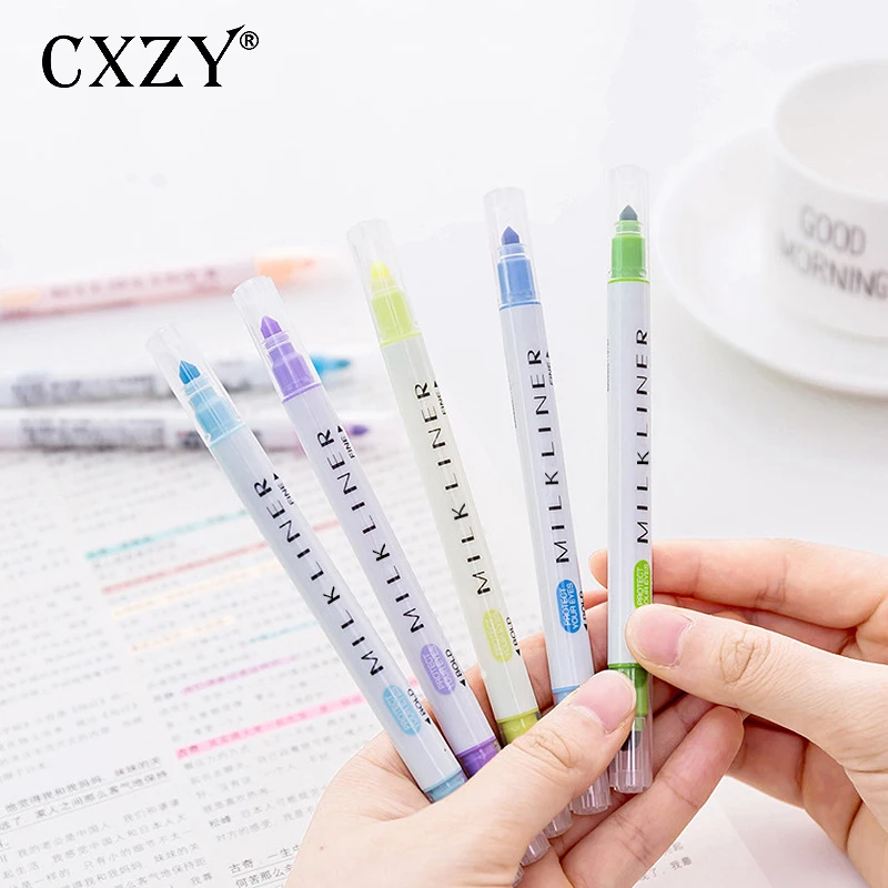 

CXZY Kawaii cute milkliner Highlighter Pen set Double Headed hilighter scribble pastel chalk Mark mildliner style Art fluo 1M804