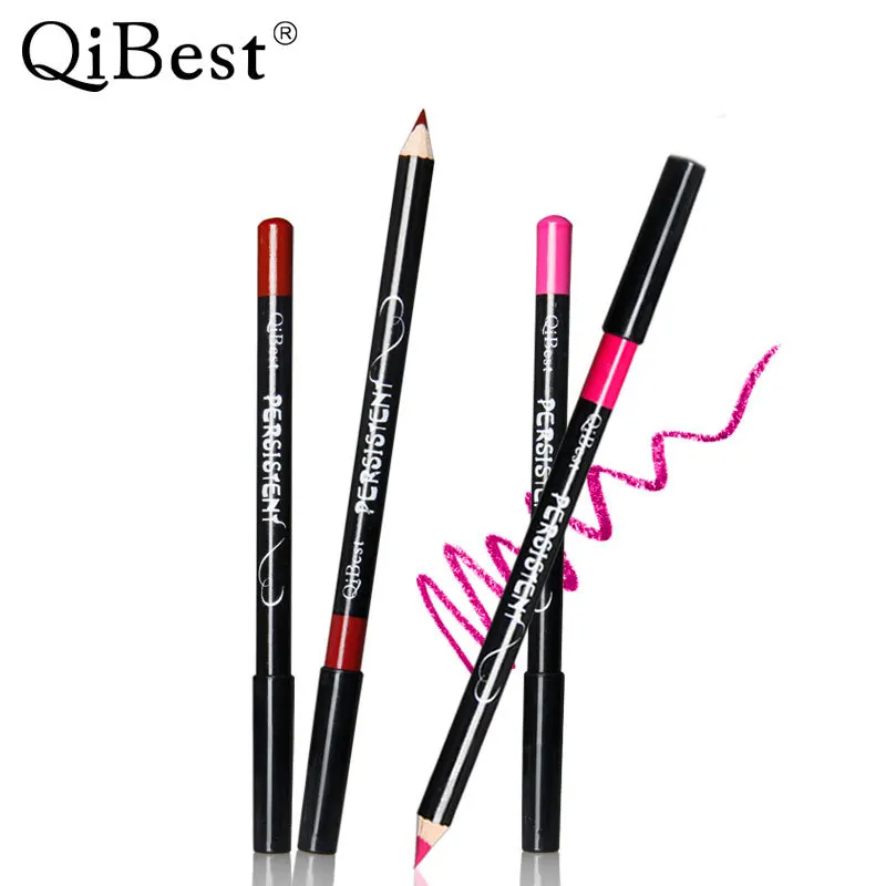 

QiBest Brand 12 Colors/set Waterproof easy to wear Lip Pencil Women's Professional Long Lasting Lipliner Pencils for lips makeup