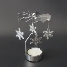 Многообразная романтическая вращающаяся, крутящаяся металлическая карусель чайная лампа подставка подсвечник Рождественское украшение цвет серебристый