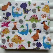 20 בציר מפית נייר רקמות חמודה קריקטורה בעלי החיים דינוזאור מגזרת נייר חתונה ילד ילד מסיבת יום הולדת דקור יפה אריזות(China)