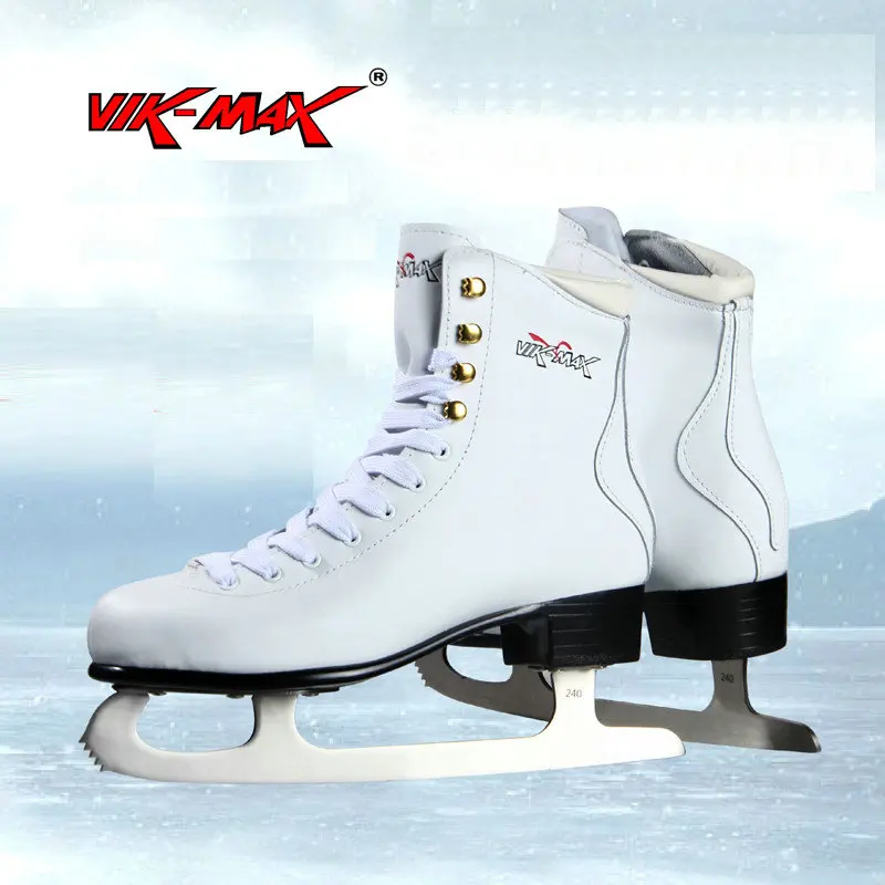 VIK MAX durable genuine leather women figure skate shoes white ice