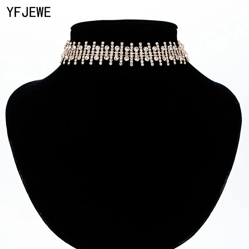 

YFJEWE Women Irregularly Arranged Fences Clavicle Necklaces Choker Necklace Rhinestone Pendant Jewelry Collar Necklace N368
