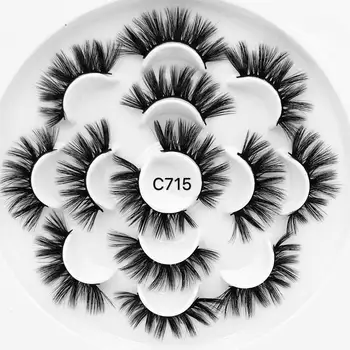 

NEW 7 Pairs 3D Mink Hair False Eyelashes Criss-cross Wispy Cross Fluffy length 25mm Lashes Extension Handmade Eye Makeup Tools